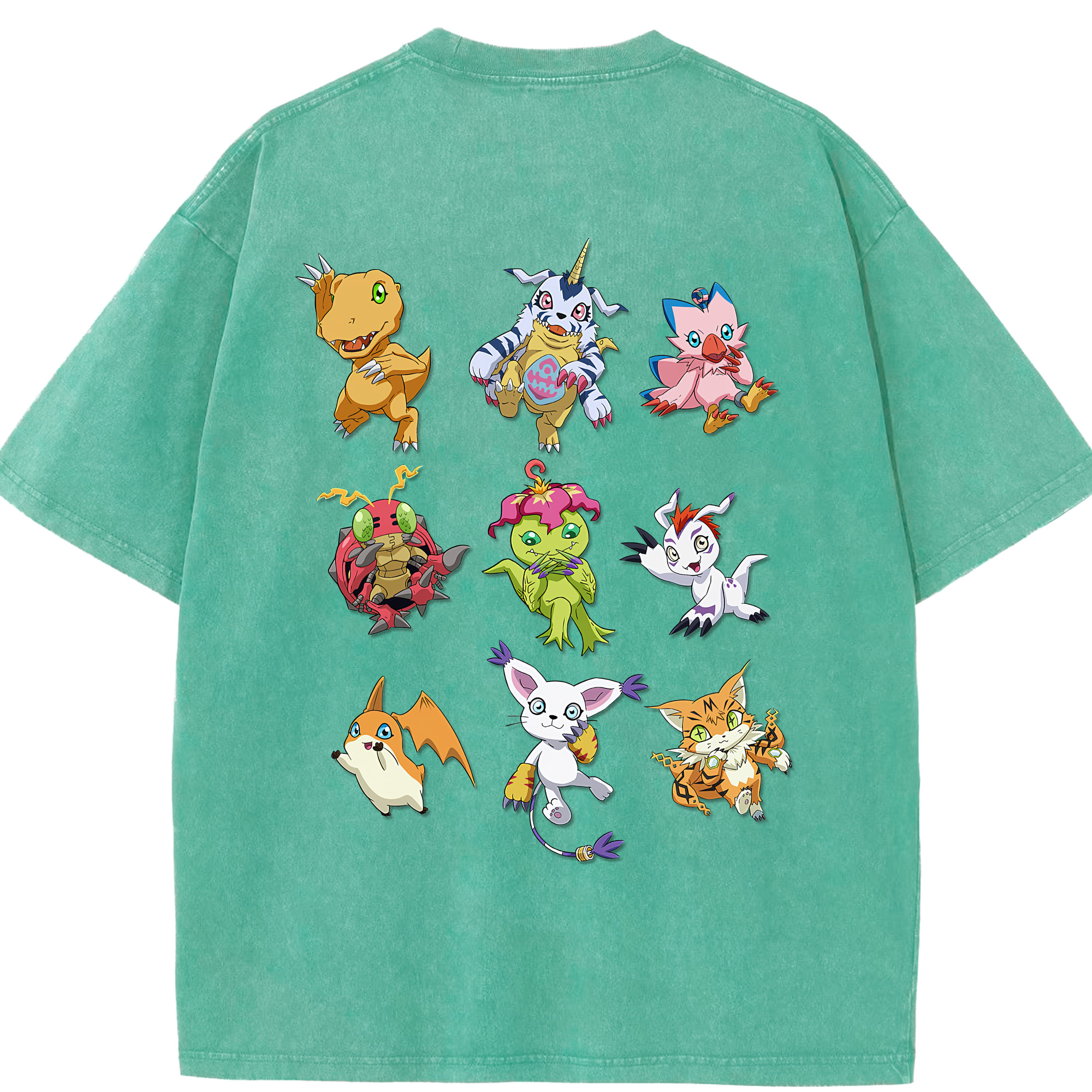 （画像用） Digimon デジタルモンスター/デジモン 綿100% ヴィンテージ風 半袖Tシャツ（背面プリント）